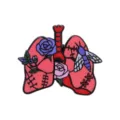 Anatomische longen geëmailleerde speld met bloemen en insecten tattoo stijl rugzak. - Rozen Hechting Long Stijl (C3493-6)