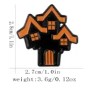 Halloween haunted house enamel pin, black and orange metal brooch badge for spooky decor. - Spooky House (C3425-1)