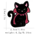 Halloween black cat enamel pin spooky vampire badge cute metal brooch fashion accessory - Vampire Black Cat (C3425-2)