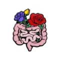 Leuke menselijke darm emaille speld versierd met kleurrijke rozen, creatieve medische badge. - Rozen Darmen Stijl (C3493-8)