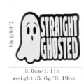 Halloween ghost enamel pin cute cartoon brooch badge funny letter accessories for clothing - STRAIGHT GHOSTED Ghost (C3425-3)