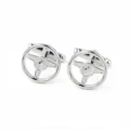 Boutons de manchette volant argentés pour homme, accessoire chemise costume d'affaires. - Volant de Voiture Style 1 (P1169-3)