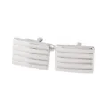Gemelos rectangulares a rayas plateados para hombre, elegantes para camisa de negocios. - Estilo Rectángulo Cepillado Plata (B1254)