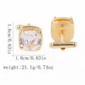 Boutons de manchette carrés dorés en zircon pour homme chemise habillée formelle - Zircone Carré Doré