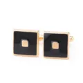 Gold and black square enamel cufflinks for men, classic French shirt business dress accessories. - Black Gold Square Style (B1675)