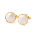 Boutons de manchette ronds en cuivre doré avec mosaïque en nacre pour chemises - P1171-4 (Coquillage Mosaïque Blanc)