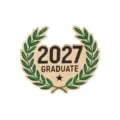 2027 Graduate Laurel Wreath Enamel Pin Gold Metal Student Graduation Gift Memorial Badge - C3572-4