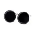 Gemelos redondos negros clásicos de metal para hombre, elegantes accesorios para camisa formal. - Estilo Domo Redondo Negro Plata (B1677-2)