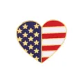 Broche Email Drapeau Americain Coeur Insigne Patriote Bijou Metal Fete Independance - Style Forme de Cœur (C3559-3)