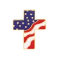 Broche croix drapeau américain émail insigne de revers pour fête nationale bijoux accessoires - Style Croix du Drapeau (C3559-4)