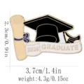 2026 graduation cap enamel pin brooch metal badge student souvenir gift graduation party - Black Gold Cap Diploma Ribbon Brooch (C3450-3)