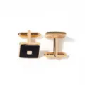 Men's Classic Gold Plated Cufflinks with Black Square Enamel Inlay Variant Accessory - Square Black Face Style (B1675) / Gold