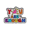Broche émaillée de santé mentale inspirante avec texte You Are Enough et charmant design cœur. - C3569-5