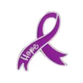 Broche en email ruban de sensibilisation violet pour charite et soutien quotidien. - Style Lettre Hope (C3560-4)