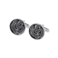 Men's vintage race track design round metal French cufflinks for business shirts - Racing Track Lines Style (P1170-5)