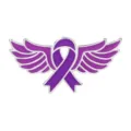Purple awareness ribbon angel wings brooch enamel lapel pin charity badge jewelry. - Angel Wings Style (C3560-5)