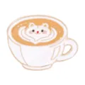 Cute cat latte art coffee cup enamel pin, stylish metal brooch badge for backpack clothes and bags. - Cat Latte Coffee Cup (C3504-5)