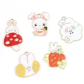 Lindos dijes esmaltados de aleación de conejo de dibujos animados para hacer joyas DIY. - 5 colgantes de conejo de aleación estilo 1