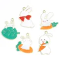 5pcs conejo de dibujos animados aleación dijes colgantes para collar llavero joyería diy - 5 colgantes de conejo de aleación estilo 2