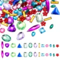 Colorful acrylic rhinestones flatback gems for DIY craft jewelry making and design details. - Random Mixed Colors and Styles