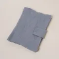 Cotton gauze book cover notebook pouch detailed view in soft grey blue fabric design. - Dark Gray