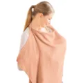 Pure cotton baby nursing cover breathable double layer muslin breastfeeding privacy shawl outdoor - Peach Yellow