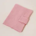 Fundador de cuaderno de doble gasa de algodón rosa, protector de libro de tela con broche. - Rosa Palo