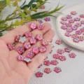 Strass flocon de rose, accessoires DIY diamant scintillant pour coque de telephone et loisirs. - Fleur de Prunier Visage Ananas Résine / 100 Pièces/Paquet (12mm) / Rose pêche AB