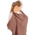 Premium cotton nursing cover for breastfeeding mothers, breathable double-layer muslin shawl. - Date Red