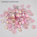 Close-up detail shot of pink gradient mermaid scale heart flatback acrylic DIY charms. - 100 Pieces/Pack / Light Pink