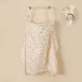 Cotton floral nursing cover breathable double gauze breastfeeding scarf stroller cover - Pink Flower with Iron Clasp
