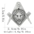 Broche Tête de Lion Franc-maçon Vintage Rétro Alliage Badge Épingle Costume Accessoires - Style Maçonnique Tête de Lion (C3400-1)