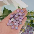 Purple resin rhinestone flatback cabochons for DIY craft accessories detailed view - Round Faceted Plated Bottom (12mm) / 100 Pieces/Pack / Light Purple