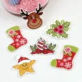 Detailed close-up view of festive Christmas wooden buttons for DIY sewing crafts. - Christmas Mixed Styles / 50 Pieces/Pack / Multicolor