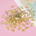 Colorful AB horse eye resin rhinestones 7x15mm flatback crystals for DIY crafts garments clothing. - 100 Pieces/Pack / Gold Yellow