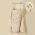 Floral cotton nursing cover detail featuring adjustable metal ring and breathable fabric. - Small Black Flower with Iron Clasp