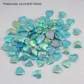 Gradient mermaid scale heart flatback cabochons DIY acrylic charms 1.2cm craft supplies - 100 Pieces/Pack / Aqua