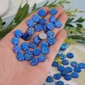 Blue sparkling resin flatback rhinestones for DIY crafts, scrapbooking, and clothing accessories. - Dark Blue
