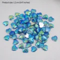 Detail view of gradient mermaid scale heart flatback acrylic cabochons for DIY crafts. - 100 Pieces/Pack / Dark Blue