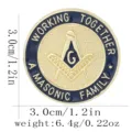 Vintage runder Freimaurer Reversanstecker Abzeichen mit Kompass und Winkel, Metalldekor. - Blau Gold Rund Stil (C3399-3)