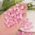 Roze glitter hart hars cabochons detailopname voor doe het zelf telefoonhoesje en nail art decoratie. - Hart Hars Flatback Strass / 100 Stuks/Verpakking (12mm) / Lichtroze AB