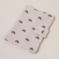 Funda para libro de muselina de algodón con estampado de arcoíris marrón y botón a presión. - Arcoíris Gris