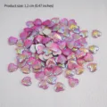 1.2cm Mermaid Scale Heart Flatback Cabochons Acrylic DIY Craft Rhinestone Embellishments - 100 Pieces/Pack / Hot Pink