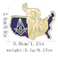 Vintage USA Karte Freiheitsstatue Freimaurer Reversnadel Abzeichen Anstecknadel Schmuck - Karte Stil (C3399-4)