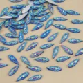 Blue iridescent horse eye flatback cabochon rhinestones for DIY jewelry crafting accessories. - 100 Pieces/Pack / Dark Blue AB