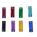 Close-up detail of rectangular crystal rhinestones with dual holes, vibrant multi-color pack. - Random Mixed Colors