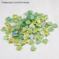 Gradient fish scale heart flatback acrylic cabochons for DIY craft jewelry making 1.2cm - 100 Pieces/Pack / Light Green