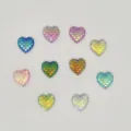 Mermaid scale heart flatback cabochons DIY acrylic charms craft supplies multicolor - 100 Pieces/Pack / Random Color