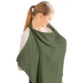 Breathable cotton nursing cover for breastfeeding mothers, dark green baby feeding shawl anti-peeping - Army Green