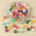 Colorful AB plated tulip bellflower acrylic beads for DIY jewelry and hair accessories. - Bluebell Flower / 100 Pieces/Pack / Mixed Transparent Colors